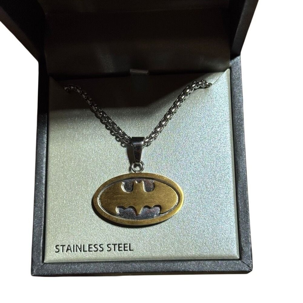 DC Comics Batman Classic Logo Stainless Steel Oval Necklace